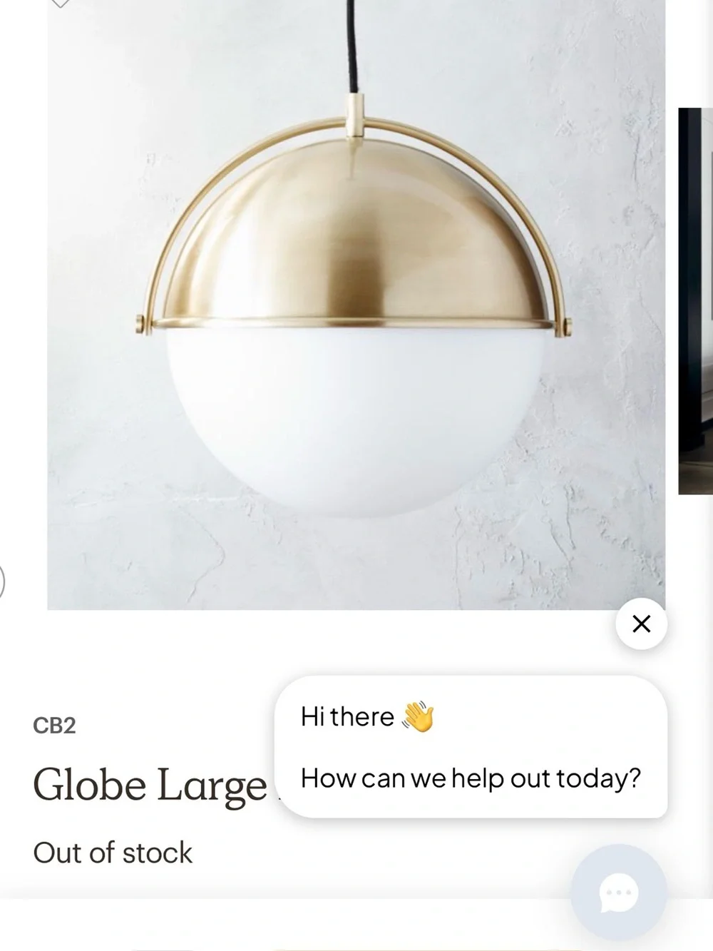 CB2 Brass Half-Globe Pendant in Gold and White
